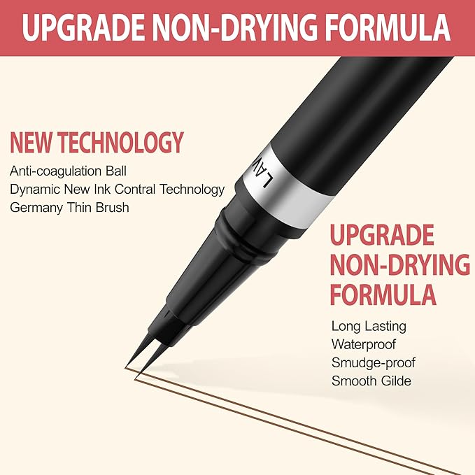 LAVONE Hair-Like Eyebrow Pen Makeup kit, Eyebrow Pencils for Women with Waterproof Microblading Eyebrow Pencil, Eyebrow Pomade, Eyeliner and Eyebrow Brush, Create Full, Natural Brows, Soft Brown