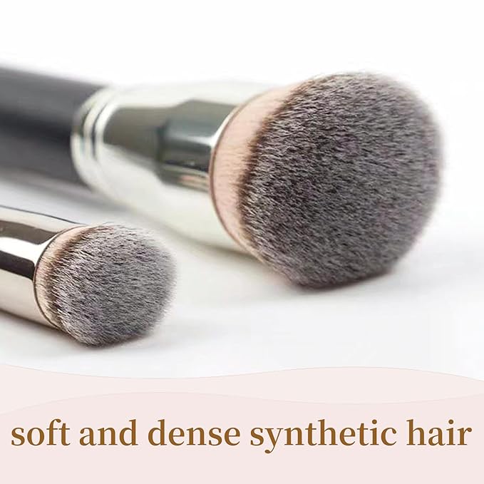 Angled Flat Foundation Concealer Contour Brush Set, 2PCS Dense Under Eye Nose Contour Kabuki Brush for Blending Setting Concealing Buffing with Liquid, Cream and Powder (170/270/ 370)…