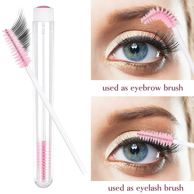 TUZAZO 80 Pieces Mascara Wand Tube Set 40 Diamond Empty Eyelash Brush Tubes Spoolies 40 Mascara Wand Lash Extension Brushes Applicators Makeup Tools (Pink Lash Style)