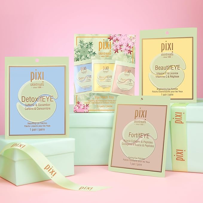 Pixi Beauty Holiday Eye Patch Trio | 3 Single Use Eye Patches for Depuffing, Hydrating & Toning Under-Eyes | 3 pairs, 6 patches