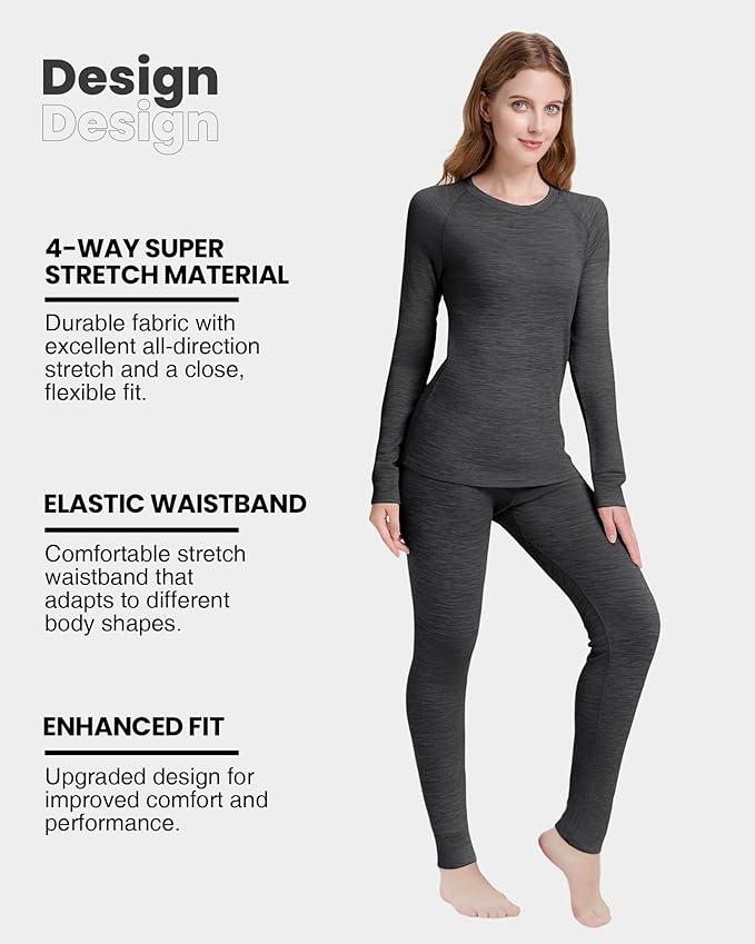 Women's 100% Merino Wool Base Layer Sets - Light and Midweight Thermal Underwear Gifts Pack with Wool Beanie
