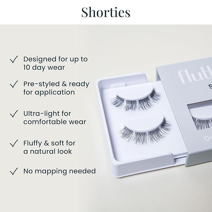 FlutterHabit The Shorties Lashes, DIY Lash Extensions [Up to 10 Day Wear], Natural & Neat Doll Eyed Cluster Lashes, Salon Quality Eyelashes Extensions, Natural Lashes, No Lash Glue Included