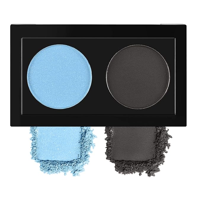 Duo Eye Shadow Powder，Blue Shimmer&Black Matte Eyeshadow Makeup Palette，Neutral Shades Eyeshadow Palette for Woman Daily Eyes Looks，Highly Pigmented，Smooth, Blendable，sombras de ojos, Cruelty-Free 05