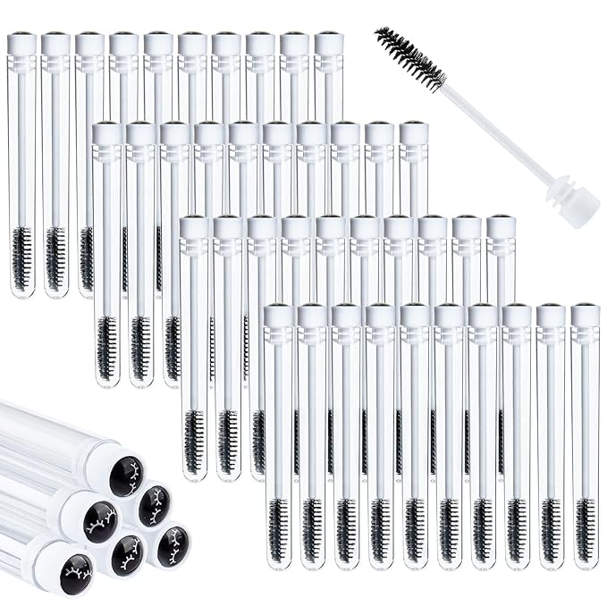 TUZAZO 80 Pieces Mascara Wand Tube Set 40 Diamond Empty Eyelash Brush Tubes Spoolies 40 Mascara Wand Lash Extension Brushes Applicators Makeup Tools (Black Lash Style)