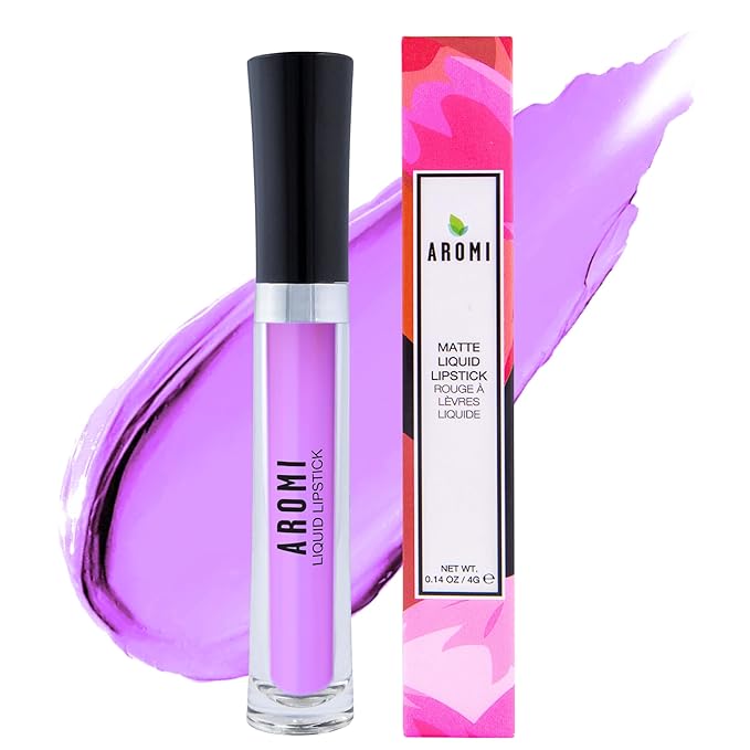 Aromi Matte Liquid Lipstick | Lilac Lip Color for Women, Pastel Purple Pink Shade, Bright Lavender, Long-lasting, Vegan (Pink Periwinkle)