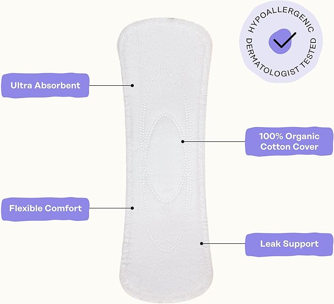 Honey Pot 100% Organic Cotton Cover Calming Herbal Infusion Long Liners, 30 Count