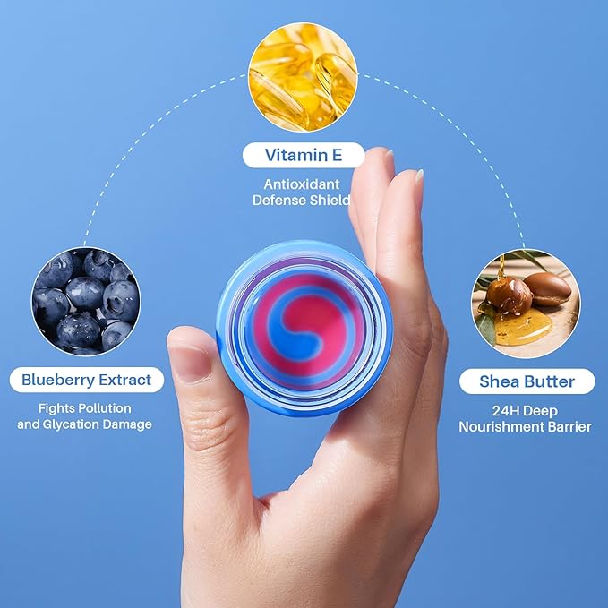 Lip Sleeping Mask Blueberry Candy - Cute Lip Mask Overnight, Long-Lasting Moisturizer to Treatment, Hydration, Repair for Dry Cracked Lips - 0.42 Fl Oz