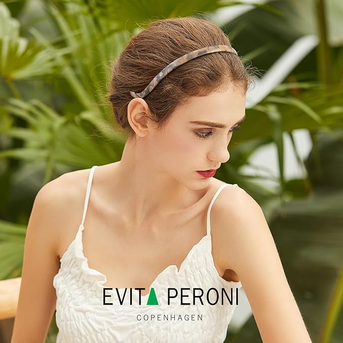 EVITA PERONI Hair Band, Acetate Resin Hairband for Women's Hair, Designed for Eyewear, No Pressure, No Headache, Comfortable Headbands for Women, Fashion Thin Headbands Non Slip, Tan, 1 Count