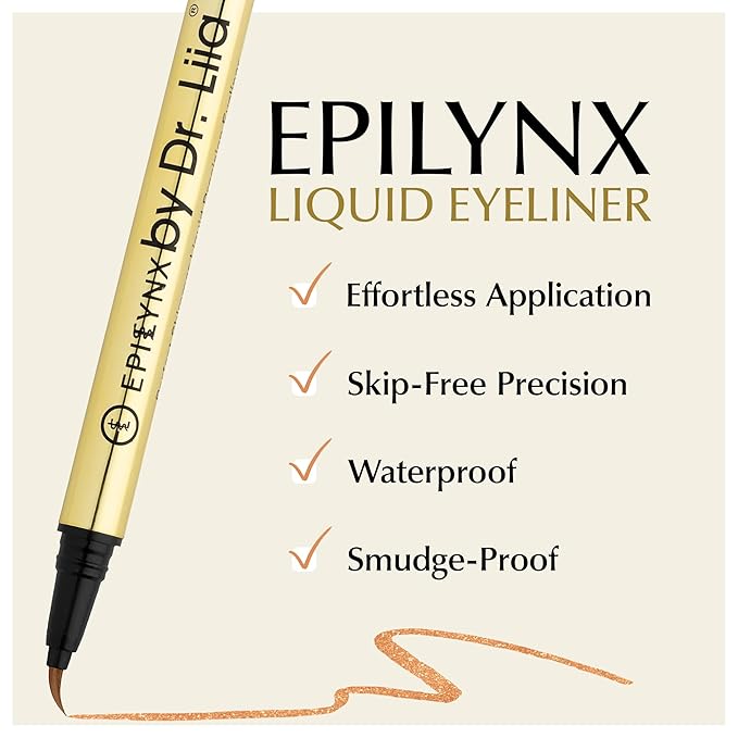 Waterproof Eyeliner - Smudge-Proof Liquid Eyeliner Pen with Precision Tip for Smooth, Long-Lasting Application - Vegan, Hypoallergenic & Gluten-Free Eye Liner - 2mL Shimmer Gold Brown