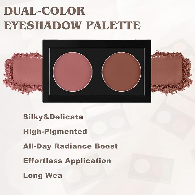 Duo Eye Shadow Powder，Nude &Warm Gray Matte Eyeshadow Makeup Palette，Neutral Shades Eyeshadow Palette for Woman Daily Eyes Looks，Highly Pigmented，Smooth, Blendable，sombras de ojos, Cruelty-Free 04