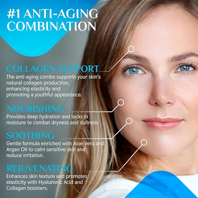 2-in-1 Neck Firming Cream & Face Moisturizer for Women, Anti-Aging Retinol Cream with Vitamin E & C Serum, Skin Tightening Face Lotion for Neck & Face, 2 fl oz