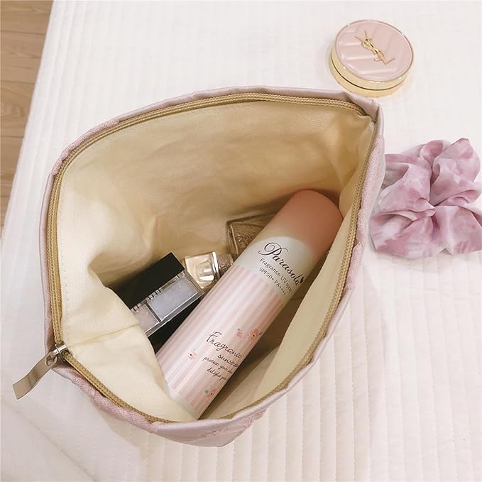 Wudygirl Makeup Bag for Women Large Capacity Cosmetic Bag with Zipper Cute Pink Bow Travel Pouch & Handbag Suitcase Makeup Organizer Aesthetic (Big Pink Bow)