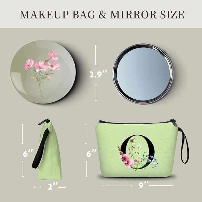 Happy Birthday Friendship Bridesmaid Team Gifts for Employees Women Mom Girl Daughter Teenage Personalized Make up Cosmetic Bag Travel with Mirror Mothers Day Christmas Graduation O