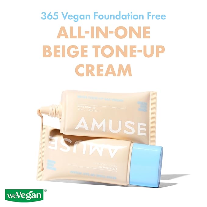 Amuse SEOUL 365 Vegan Beige tone Up Cream | Summer Foundation, Base-skip Tone Up, Beige Color, Natural Coverage, Lightweight, Non-Sticky Facial Lotion, Glow Finish (40ml)