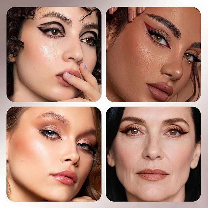 Noerrors 10pcs Brown Black Gel Eyeliner Set, Waterproof Smooth Easy to Color Creamy Eyeliner Pencil for Mature Eye, Long Wear High Pigmented Matte Plum Eye Makeup Pen for Older Women with Sharpener