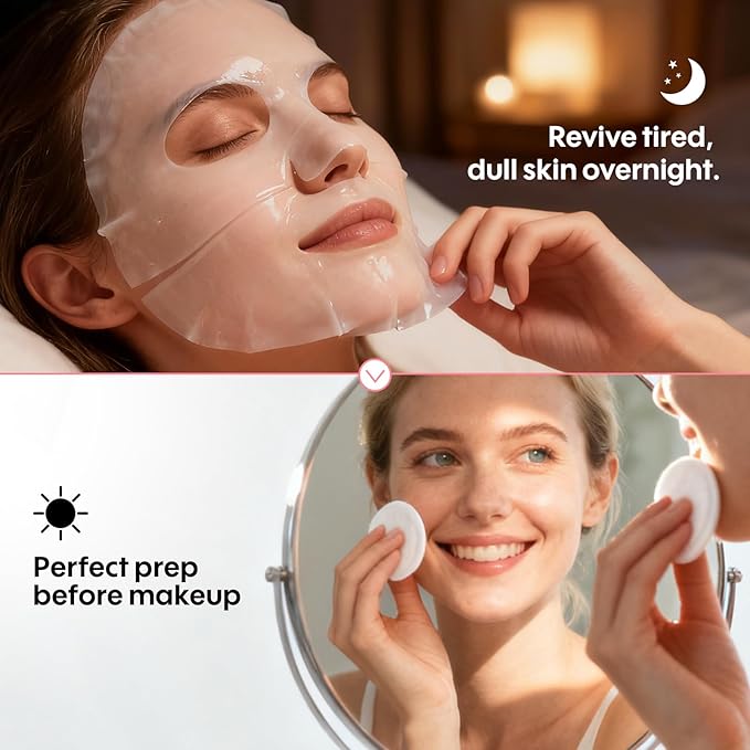 ZealSea Bio Collagen Wrapping Hydrogel Face Mask, Overnight Jelly Gel Sheet Mask for Glass Skin, Deep Hydration, Pore Care, Elasticity Improvement, Firming, Advanced Facial Skincare Solution, 4 Pack