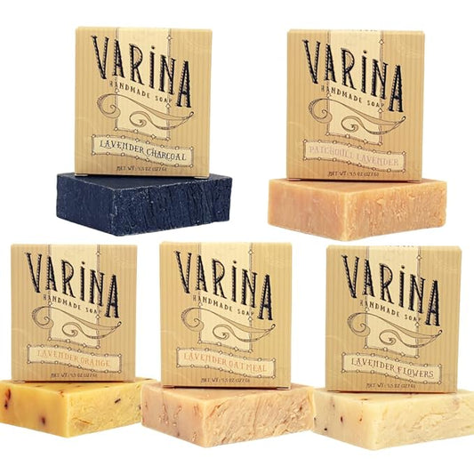 Organic Lavender Variety Bar Soap - Gentle Cleansing for Sensitive Skin, Herbal and Mint - 5 Pack