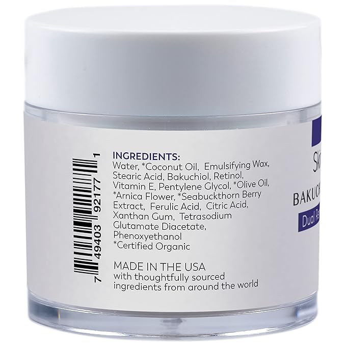 SKINTENSIVE Retinol & Bakuchiol Cream - Dual Renewal Night Cream with Coconut Oil - Moisturizing PM Cream for Sensitive Skin