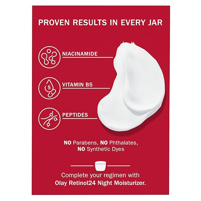 Olay Niacinamide Face Moisturizer, Firming Cream for Women, Non-Greasy - Anti-Wrinkle, Anti-Aging, Hydrating, Renewing, Stronger Skin Barrier, Smooths - Peptides, 1.7 Oz