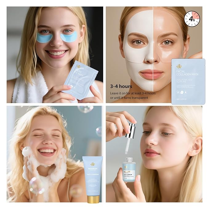 33 Pcs Bath & Body Spa Gift Set for Women, Face Sheet Mask Skin Care Kit, Essential Oil Collagen Mask, Travel Leather Bag, Lip Gloss, Perfume, Face Serum, Christmas, Mother Day, Valentine's, Birthday