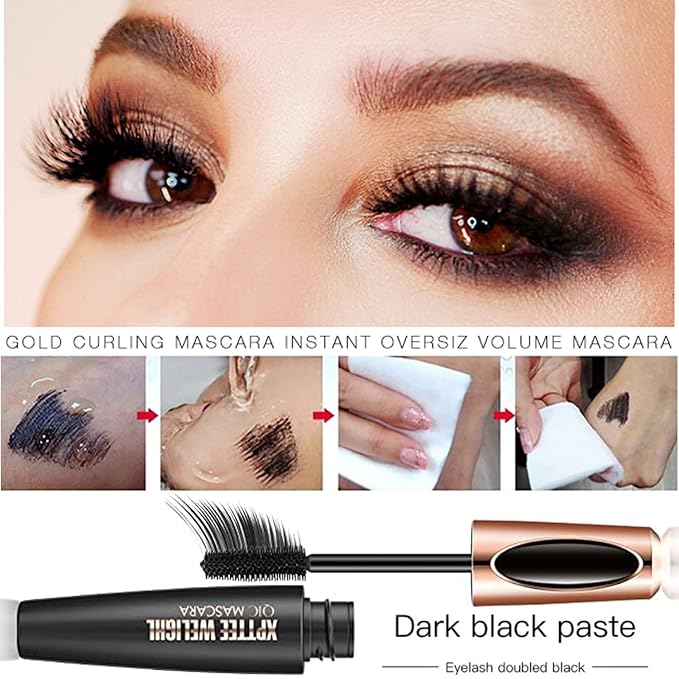 4D Silk Fiber Lash Mascara Extension - Voluminous, Waterproof & Smudge-Proof, Long-Lasting No Flaking, Natural No Clumping, All Day Exquisitely Full (2 Packs)