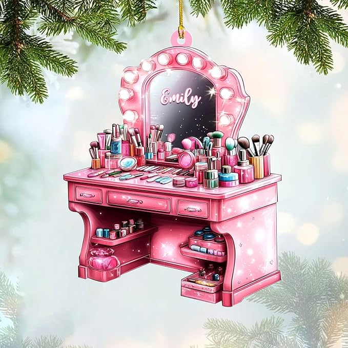 Personalized Makeup Tools Ornament – Custom Beauty Christmas Tree Decoration, Holiday Keepsake Gift for Makeup Artists, Cosmetologists, Beauty Lovers, Salon Owners, Families and Coworkers (MKH6)