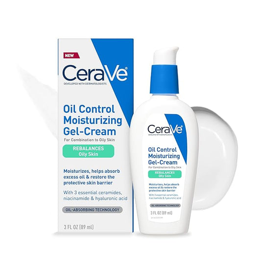 CeraVe Oil Control Moisturizing Gel-Cream, Face Moisturizer for Oily Skin, Niacinamide, Hyaluronic Acid & Oil Absorbing Technology To Rebalance Oily Skin, Non-Comedogenic, Fragrance Free & Oil-Free