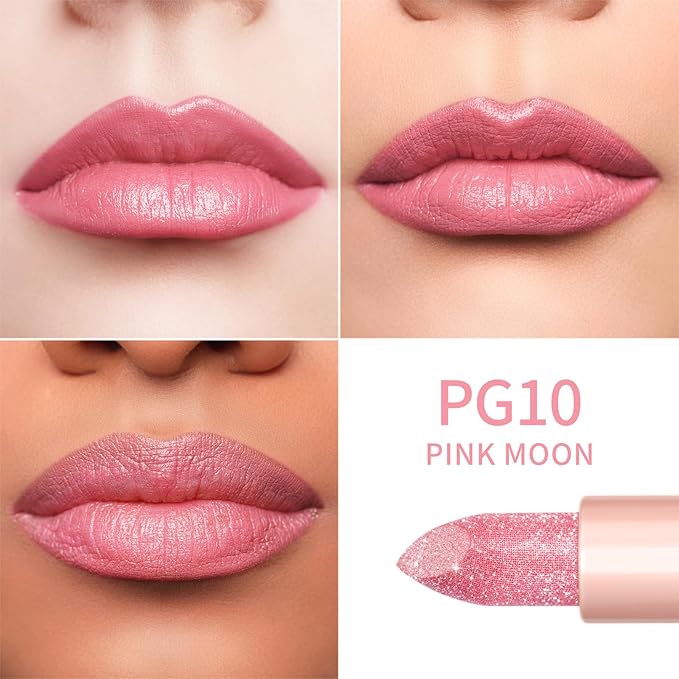 Oulac Moisture Lipstick Set 3PCS - Infinity High Shine Finish, Hydrating Vegan Lipstick Infused with Damask Rose Oil for All-Day Comfort, Gluten-Free, PG10+PG12+PG13