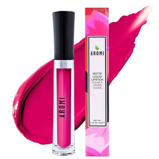Aromi Magenta Matte Liquid Lipstick | Dark Pink, Fuchsia Lip Color for Women, Long-lasting, Vegan, Waterproof, Long Wear (Pink Peacock)