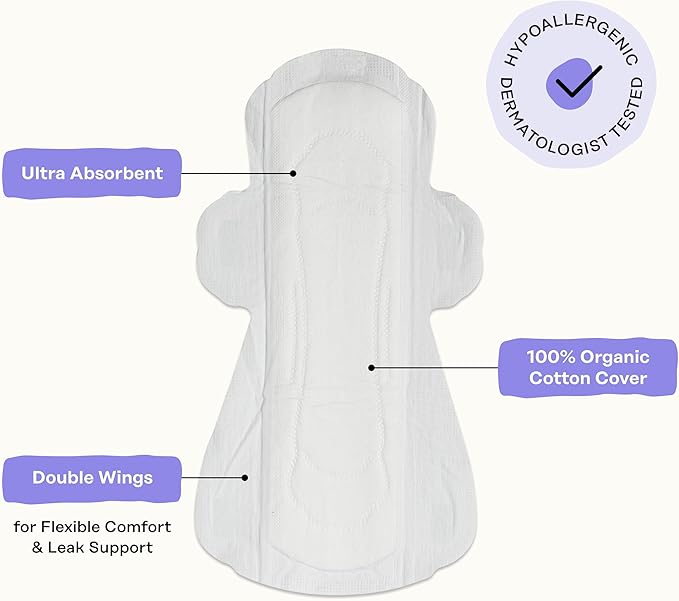 Honey Pot 100% Organic Cotton Cover Calming Herbal Infusion Super Pads, 16 Count