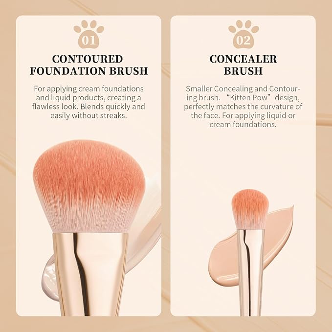 DUcare Foundation Contoured Brush - Concealer Brush Under-Eye Concealing and Contouring Makeup Brushes - Face Brush For Liquid Or Cream Foundations