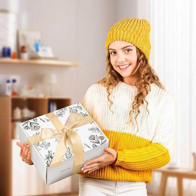 Get Well Soon Gifts for Women, Self Care Gifts for Women After Surgery, Birthday Box, Thinking of You Gift Basket Package Relaxing Spa Gift Set, Feel Better Relaxing Encouraging Box (Ivory)