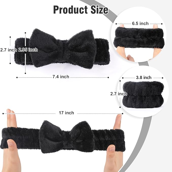Spa Headbands for Women with Wristband Set: Facial Makeup Headbands for Girls & Teens - Soft Coral Fleece Elastic Hair Wraps with Wrist Accessories for Washing Face Shower Bath Beauty Skincare Gifts