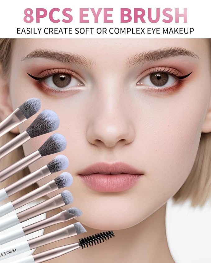 EIGSHOW Makeup Brushes Set, 15Pcs Professional Make Up Brush with Silver Ion Bristles for Foundation Powder Blush Highlighter Concealer Eyeshadow Eyeliner, Travel Gift Set (Champaign Gold)