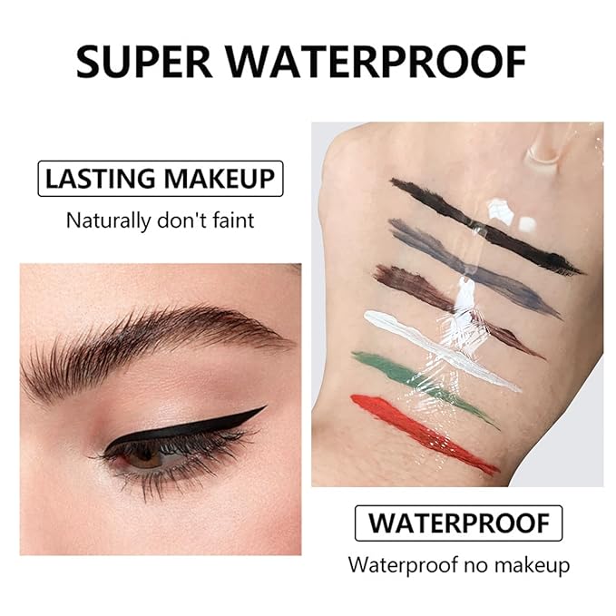 Eyeliner Gel Set,Long Lasting Waterproof High-Intensity Pigments Smudge-Proof Eye liner Makeup With 5.51 IN Long Eyeliner Brush Water-Resistant Creamy Gel 5G-Brown