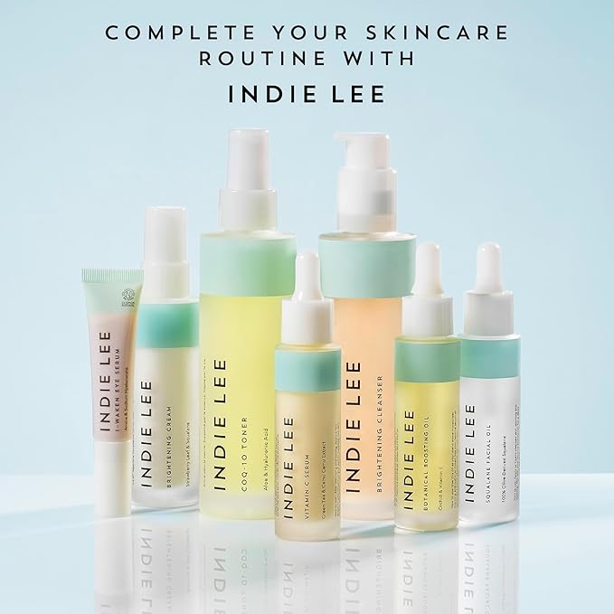 Indie Lee 100% Squalane Oil - Daily Face Oil & Hydrating Moisturizer for Dry Skin, Fine Lines and Wrinkles - Even Skin Tone, Brighten & Improve Texture (30ml)