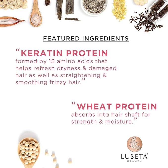 Luseta Keratin Smooth Shampoo and Conditioner Set Moisturizing and Hydrating for Damaged and Dry Hair Prevent Further Breakage Free of Sulfate and phosphate