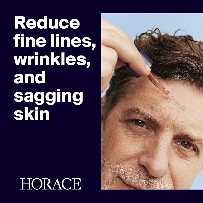 HORACE Bio-Retinol + Argireline Peptide Face Serum for Men - For Wrinkles, Dark Spots and Elasticity - Vegan Skin Care for All Skin Types - Unscented, 30ml