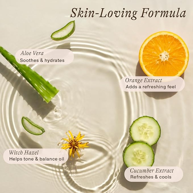 Makeup Remover - USA Made with Natural & Organic Ingredients Face and Eye Make Up Remover, Use with Wipes or Cotton Pads, Gentle Non-Greasy Makeup Remover for Dry, Oily and Sensitive Skin Types