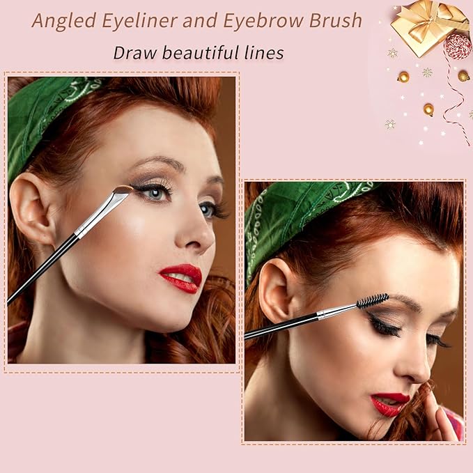 Eyeliner Brush, Fine Angled Eyeliner Brush, Ultra Thin Precision Slanted Flat Eyeliner Makeup Brushes Set for Eye liner Eye brow Eyebrow Brushes, 5 PCS