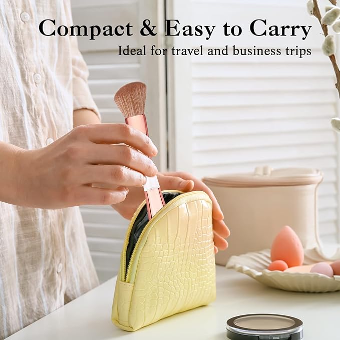 Raffaello 4-in-1 Travel Makeup Brush, Multi-use Makeup Sponge, Eyeshadow, Eyebrow, Liner & Blush Blending Brush for Foundation, Concealer, Powder, Vegan, Dual-Ended Make Up Brush Set (1pcs RoseGold)