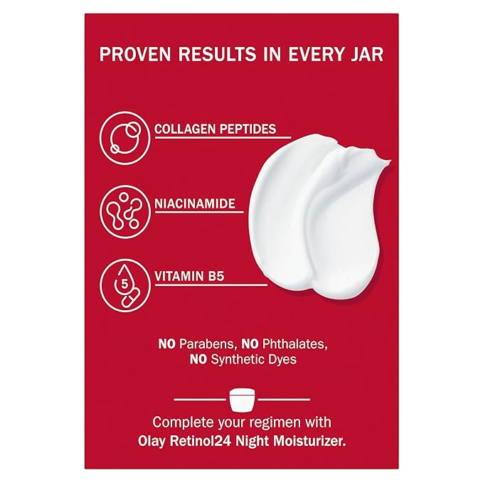 Olay Collagen Peptide Face Moisturizer, Firming Cream for Women, Fragrance-Free, Non-Greasy - Hydrating, Anti-Aging, Anti-Wrinkle, Smooth Fine Lines, Plumping Skin Care - Niacinamide, 1.7 Oz