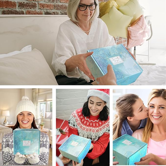 Get Well Gifts for Women, 9pc Happy Birthday Self Care Package Spa Bath Blue Gift Box for Women Who Have Everything New Mom Girl Grandma Coworkers Mother Christmas