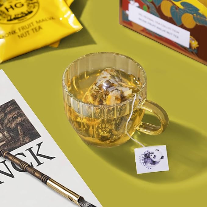 Monk Fruit Malva Nut Herbal Tea Gift Set – Caffeine-Free Throat Soothing Tea for Wellness and Immunity | 20 Bags + 100g Rock Sugar | Natural Ingredients | Holiday Gift Box for Women, Parents, Teachers