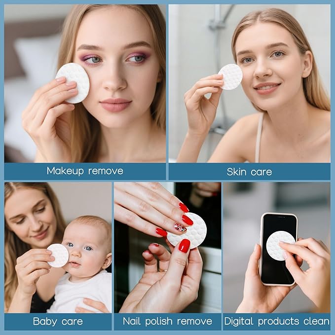 Travel Size Cotton Rounds Individually Wrapped Cotton Rounds Bulk Makeup Cotton Pads Soft for Most Skin Types Personal Care Kit Hotel Amenities (5 Pcs/Set, 50 Sets in Total)