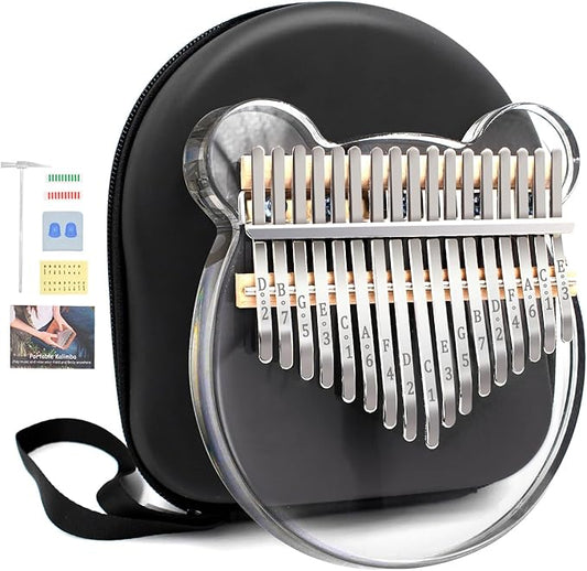 Acrylic Kalimba Thumb Piano,YUNDIE Portable 17 Keys Mbira Crystal Finger Piano, Musical Instruments Birthday Gift for Adult Beginners Professional(Clear) (17 Keys)