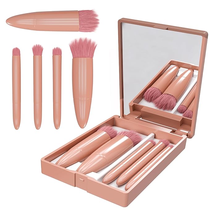 Portable makeup brush 5 piece set with case.
