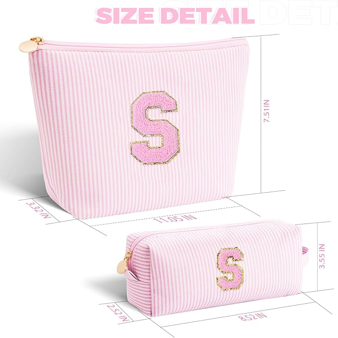 Gifts for Girls Teens Kids - Birthday Gift for Daughter Sister Her,Travel Essentials,Teen Girl Essentials,Cute Trendy Stuff Makeup Bag Set Cosmetic Bag - Pink,S