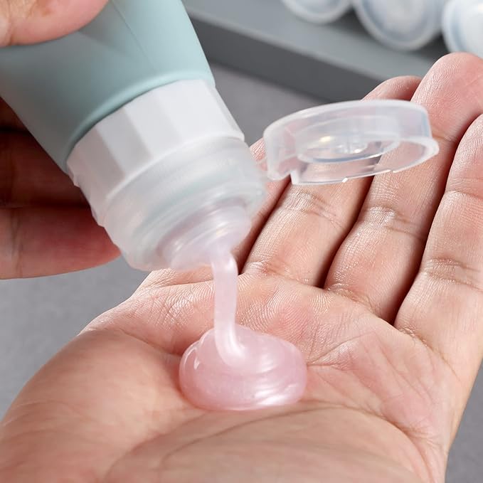 Gemice Travel Bottles for Toiletries, 3oz Tsa Approved Travel Size Containers BPA Free Leak Proof Travel Tubes Refillable Liquid Travel Accessories with Clear Toiletry Bag (4 Pack)