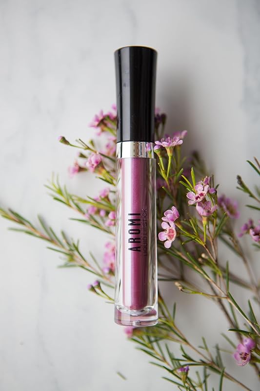 Aromi Sugared Mauve Metallic Liquid Lipstick, Purple Pink Lip Color with Shimmery Finish, Raspberry Mulberry Lipstick, Long-Lasting, Handmade (Sugared Mauve)